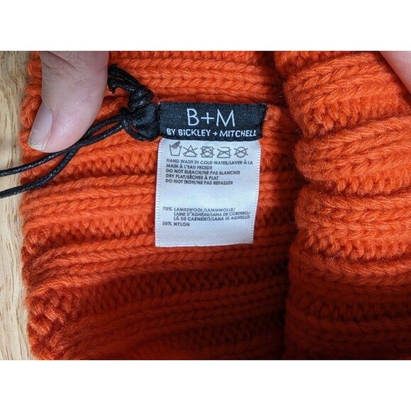 B+M by Bickley + Mitchell | Orange Ribbed Knit Beanie One Size - Picture 3 of 6
